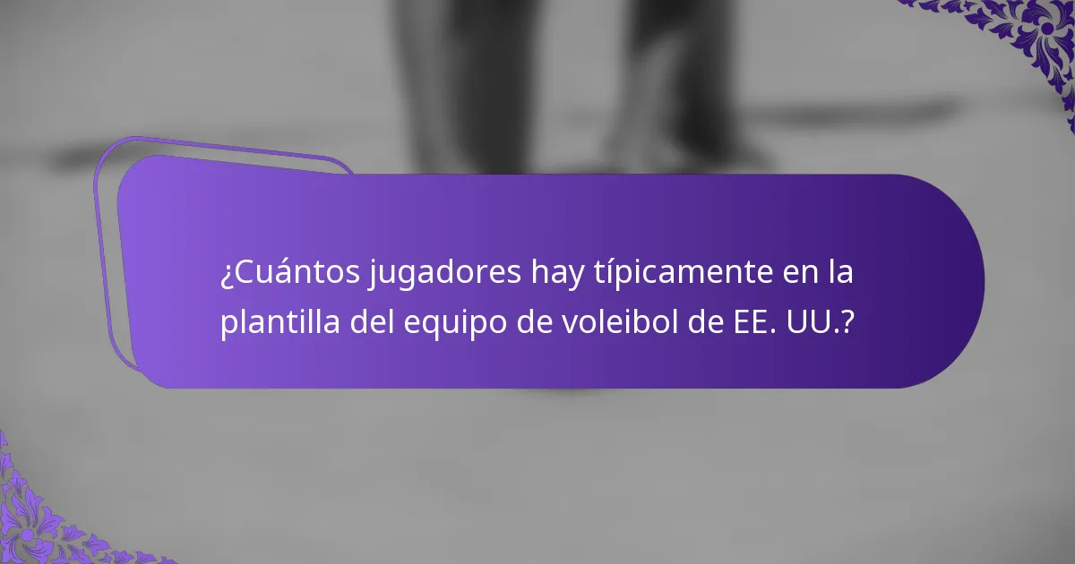 ¿Cuántos jugadores hay típicamente en la plantilla del equipo de voleibol de EE. UU.?