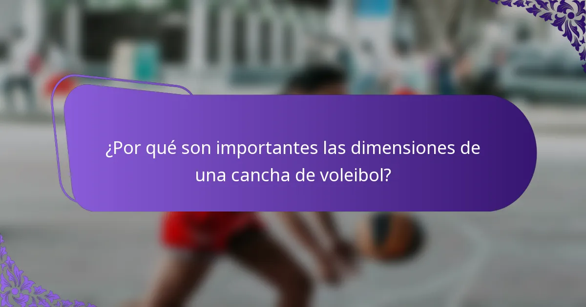 ¿Por qué son importantes las dimensiones de una cancha de voleibol?