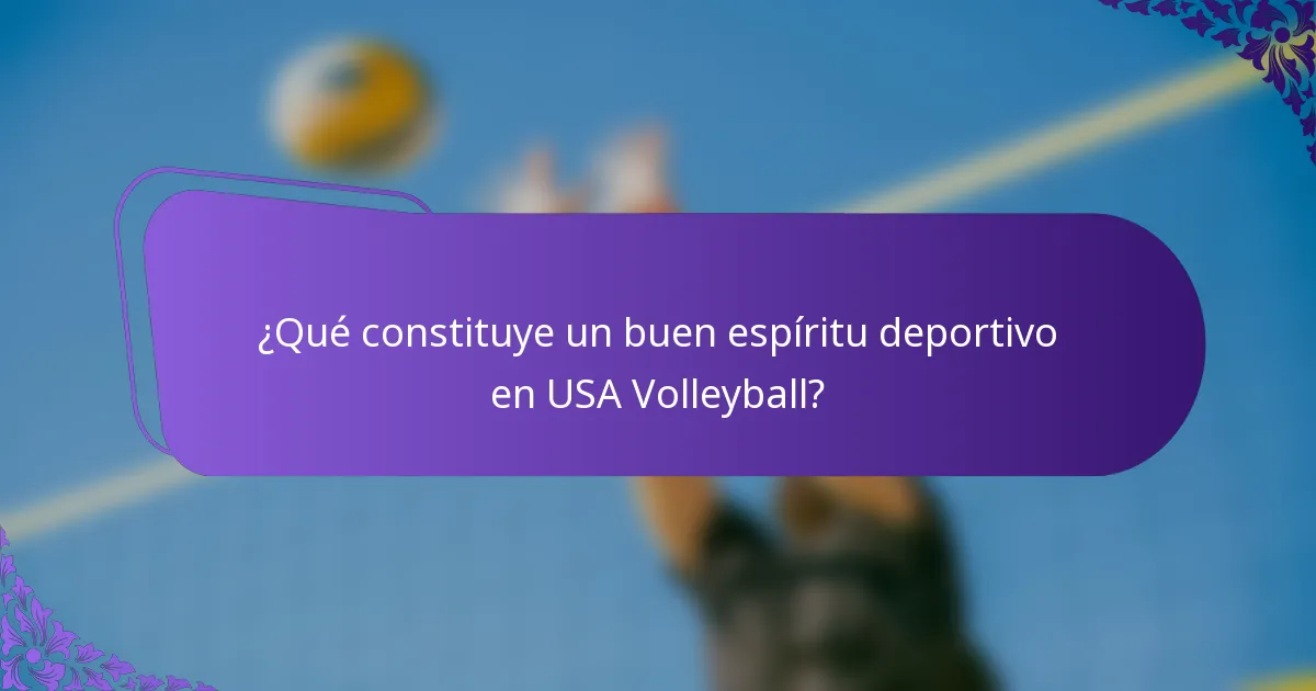 ¿Qué constituye un buen espíritu deportivo en USA Volleyball?